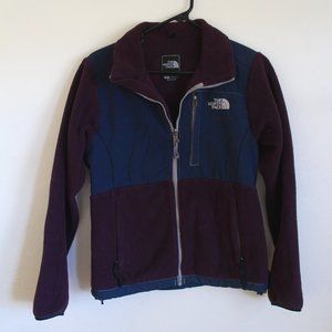 Women's North Face fleece, zip up size small purple and navy